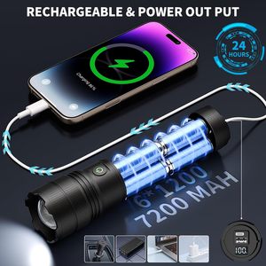 <span class=keywords><strong>Torcia</strong></span> Ricaricabile Super Luminosa con Zoom 3000 Lumen, Batteria 7200mAh, Impermeabile, Messa a Fuoco Regolabile, per Campeggio e Uso Tattico - Product Image 6