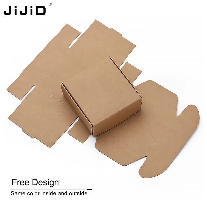 Cajas de envío pequeñas impresas con logotipo personalizado JiJiD, cajas de envío Kraft plegables troqueladas corrugadas para pequeñas empresas