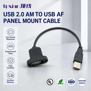 Câble USB <span class=keywords><strong>2</strong></span>.0 personnalisé mâle-femelle à montage sur panneau avec verrouillage par vis, extension de synchronisation de données haute vitesse, câble blindé RoHS - Product Image 1