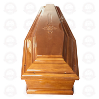 Ataúd de Madera Maciza Pulida de Alto Brillo Estilo Europeo, Ecológico, Tallado a Mano con Motivo de la Última Cena, Color Personalizado para Funerales