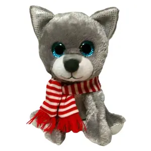 Jouet en peluche grands yeux scintillants, Adorable poupée d'animaux personnalisée, pour chien, gris