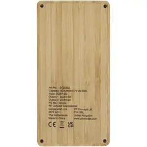 Banque d'alimentation solaire Alata en bambou, gadgets écologiques - Product Image 4