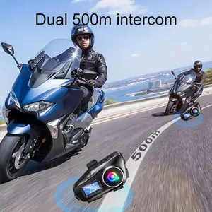 Q58-max Motorcycle Helmet Bt <strong>Headset</strong> Intercom Led Lighting Dual 500m Ip65 Rateddeep Waterproof Stereo Fm Radio Interphone - Product Image 3
