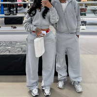 Hiver Nouveau Logo personnalisé Baggy Tracksuit 500 Gsm Fleece Cotton Heavy Oversized Sweatpants Hoodie Set High Street Zipper Tracksuit