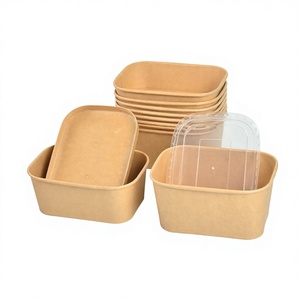SENANG Biodegradable Square Disposable <b>Bowl</b> with Lid for Giveaways Salads Made From Kraft <b>Paper</b> 5000pcs - Product Image 1