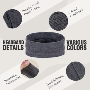 Bandeau de sport unisexe personnalisé avec logo, élastique, couleur unie, pour la course, l'entraînement, le yoga, absorption de la transpiration - Product Image 3