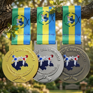 Medaglie Sportive Personalizzate in Lega <span class=keywords><strong>di</strong></span> Zinco Pressofusa con Logo 3D a Spruzzo Colorato per Competizioni <span class=keywords><strong>di</strong></span> Arti Marziali, Karate e Taekwondo - Product Image 4