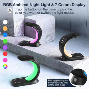 Soporte de cargador inalámbrico magnético de luz RGB 4 en 1 para iPhone 14 13 12 Airpod <span class=keywords><strong>Apple</strong></span> <span class=keywords><strong>Watch</strong></span> <span class=keywords><strong>8</strong></span> 7 6 Estación de carga rápida - Product Image 5