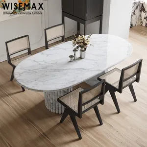 WISEMAX FURNITURE Italian high end home comfortable kitchen dining room oval marble dining table for bedroom living room