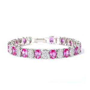 Aivenchy Bracelets tennis plaqué rhodium de 17cm unisexe, chaîne ovale en zircon, accessoires de mode unisexe - Product Image 2