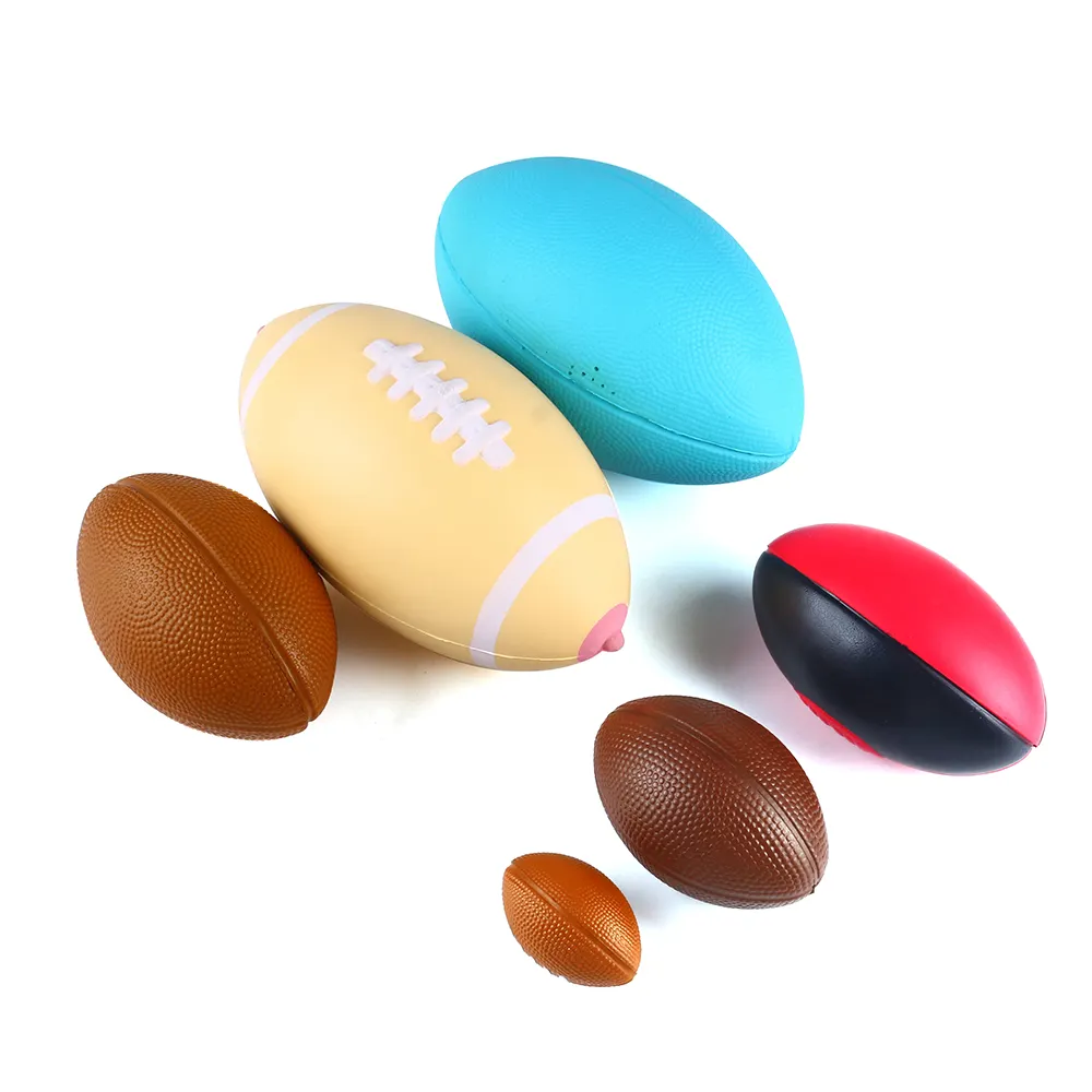 OEM Custom Logo Composite Leder Rugby Offizielle Größe F9 American Football Ball Weiches Pu-Material Rugby Stress Ball