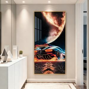 Decoración de Pared Personalizada de Fábrica, Impresión HD, Paisaje Lunar, Entrada, Sala de Estar, Pintura de Porcelana de Cristal LED - Product Image 2