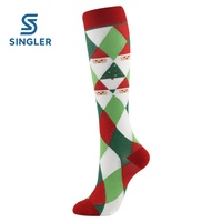 Chaussettes de compression graduée numériques montantes unisexe pour Noël - Chaussettes festives d'hiver en nylon polyamide absorbant la transpiration