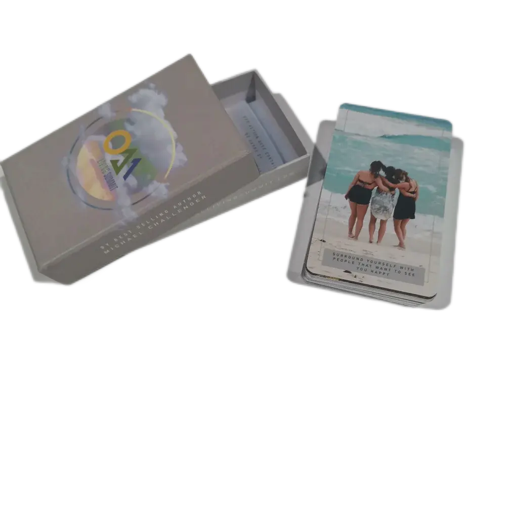 Venta caliente personalizable oráculo afirmación holográfica Tarot papel cubiertas caja guía venta al por mayor uso promocional logotipo personalizado