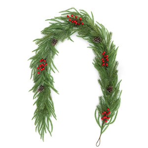 Guirlande artificielle en pin Longxin avec baies rouges et cônes de pin, 50 branches, décoration intérieure de Noël - Product Image 4