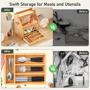 Bamboo Bread <b>Storage</b> <b>Box</b> With Glass Door Multi Layer Kitchen Bread <b>Bin</b> Large Capacity Wood Material - Product Image 4