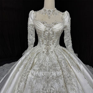 Robe de mariée de luxe Jancember MN304 à col haut, manches longues, robe de mariée perlée, robe de bal, Vestido De Novia, <span class=keywords><strong>mariage</strong></span> royal - Product Image 5