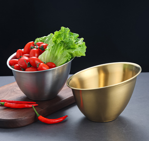 Tazón de Acero Inoxidable Estilo Coreano <span class=keywords><strong>con</strong></span> Boca Inclinada, Dorado/Plateado, para Ensaladas, Gran Capacidad, para Servir Comida en Casa o en Restaurantes - Product Image 5