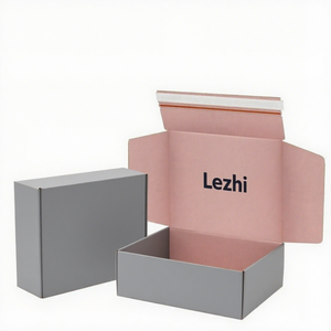 Boîtes en papier rose personnalisées pour l'emballage, l'expédition, boîte à courrier ondulée avec fermeture éclair, emballage avec logo imprimé personnalisé - Product Image 5