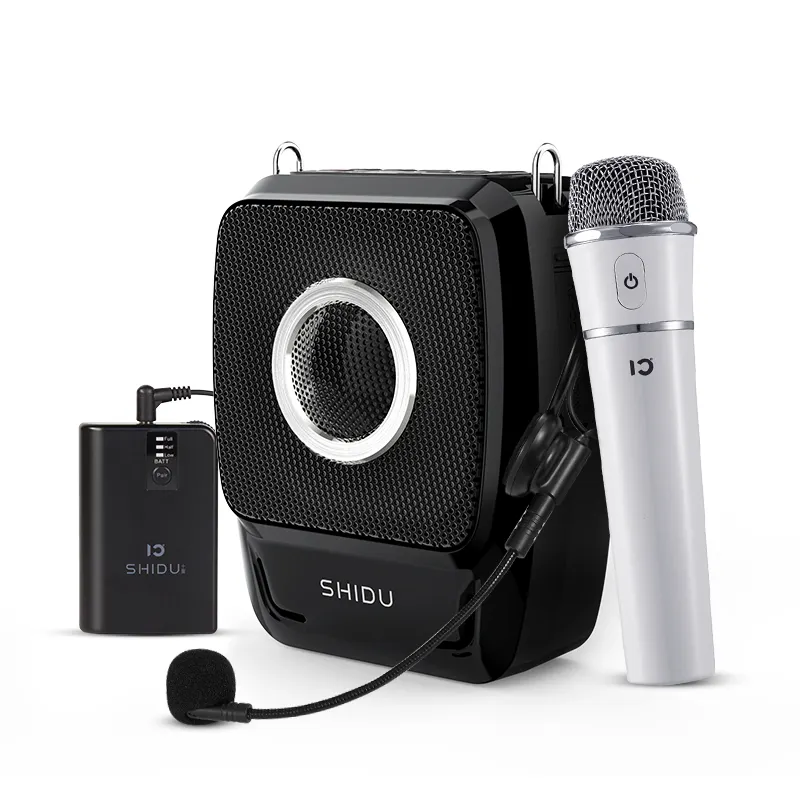 SHIDU 25W Loud Sound Portable Waistband Speaker School Mini PA System Two Wireless Microphones Teacher Voice Amplifier