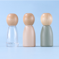 Morandi botol kaca minyak esensial rol logam, isi ulang 10ml botol Roll on parfum dengan tutup kayu bulat