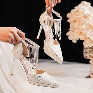 Nuevos Zapatos de Novia Elegantes y Sensuales para Mujer 2026, Tacón de Aguja Cerrado, Pedrería, Antideslizantes, para Damas de Honor, Invierno - Product Image 5