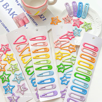 Tengxing Lot de 10 pinces à cheveux durables en métal, couleurs bonbon, en forme de cœur et d'étoile, petites pinces BB pour jeunes filles