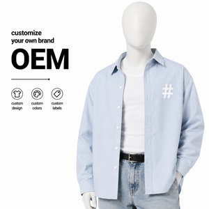 Chemise décontractée à manches longues 100 % coton pour homme, idéale pour la broderie <span class=keywords><strong>POLO</strong></span>, respirante et très prisée à Paris - Product Image 1