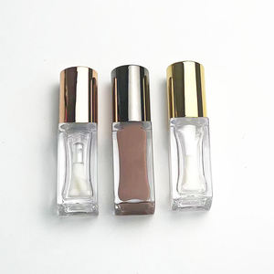 Tube à gloss carré transparent personnalisé avec logo, prêt à être expédié, avec couvercle rond doré ou argenté - Product Image 2