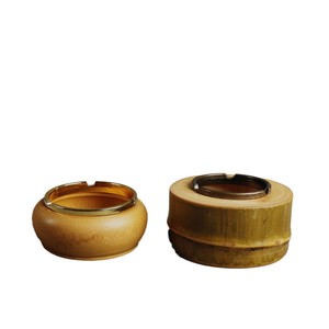 Bamboo Ashtray Round Desktop Traditional Chinese Style Made From Raw Bamboo Joints - Product Image 5