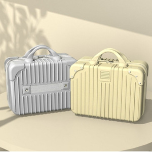 Mini maleta de viaje ligera de 14 pulgadas para mujer, color sólido, con ruedas silenciosas, cierre de cremallera, almacenamiento en el hogar - Product Image 4