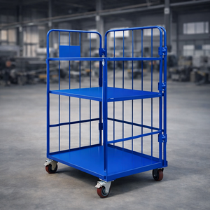 300 किलोग्राम भार वहन भारी शुल्क धातु फोल्डिंग हैंड ट्रक स्टील जाल जाल मंच ट्रॉली गाड़ी - Product Image 4