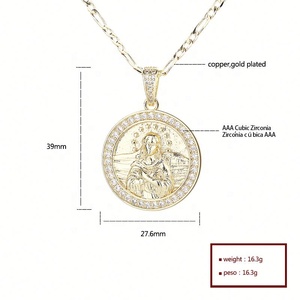 ขายส่งเครื่องประดับแฟชั่น สร้อยคอทองเหลืองชุบทอง 18K ประดับเพชรซิคอน 3A ลายศาสนา สำหรับผู้หญิงและผู้ชาย - Product Image 6
