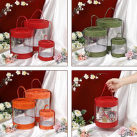 Boîte de transport ronde transparente en PVC, boîte de cEmpty verte, snacks, emballage seau, boîte cadeau de fleur