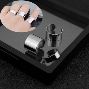 Premium Feel Minimalist Niche Design Stainless Steel Wide Version <b>Ring</b> Glossy <b>Adjustable</b> Unisex's <b>Rings</b> Fashionable Jewelry - Product Image 1