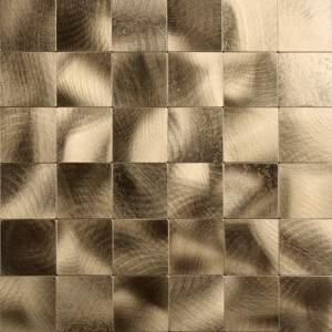 Square Aluminum-plastic Exterior, Stone + Metal Material with Aluminum Kitchen Splashback Tiles, Peelable and Sticky <strong>Mosaic</strong> - Product Image 5