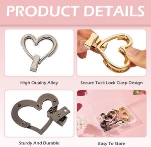 Craftdady Sets Cierres de metal para bolsos con forma de corazón, tipo broche giratorio, herrajes para bolsos de mano - Product Image 3