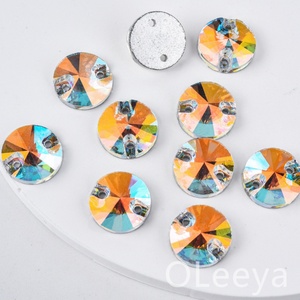 คริสตัลเย็บติด Oleeya รูปทรงกลม Rivoli สีสันสดใส ขนาด 8-18 มม. สำหรับตกแต่งเสื้อผ้า - Product Image 4