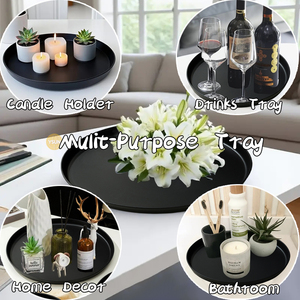 8/10/12/15 Inch Large Round Plastic Food Tray Plate Dish,Dishwasher Safe for Food,BBQ,Candles,<strong>Baklava</strong>,Breakfast,Pet Feeding Mats - Product Image 4