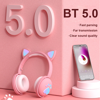 Écouteurs sans fil Bluetooth avec oreilles de chat mignonnes, casque sportif Macron