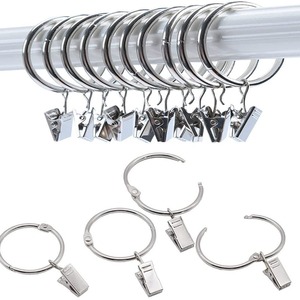 Anneaux de rideau avec clips 32MM 38MM 50MM, anneaux ouverts, style simple, installation facile pour rideaux et rideaux de douche - Product Image 4