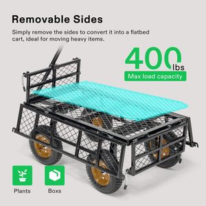 Tongshunfa Estructura de metal Carros de jardín 4 ruedas Malla Camión de mano verde - Product Image 2