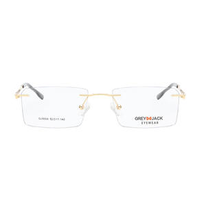 Gafas Ópticas Metálicas Cuadradas Sin Montura Minimalistas Gris-Negras para Hombre SF9004 con Lentes Planas - Product Image 5