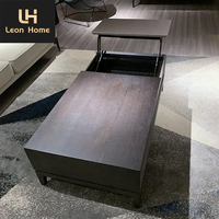 Design personnalisé Designer moderne Table basse carrée noire Table basse en bois avec dessus de table relevable