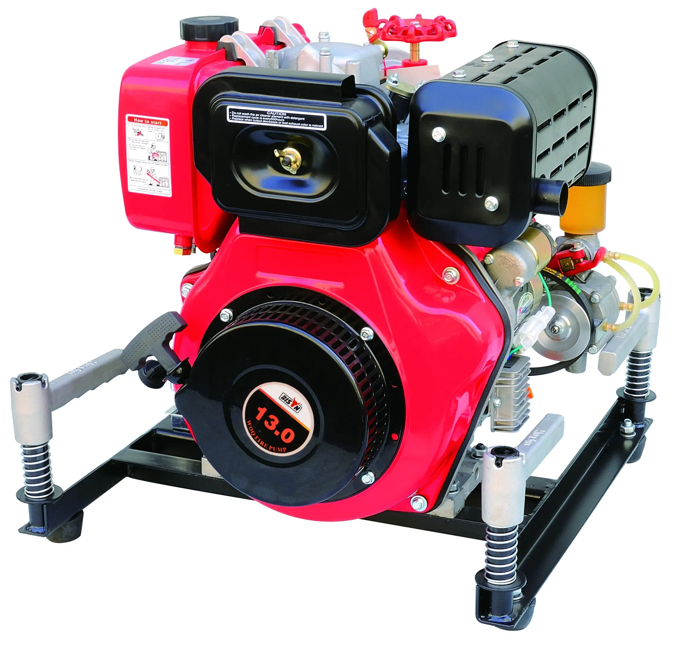 Pompa sentrifugal portabel, mesin diesel berkualitas 15hp digerakkan oleh portabel kepala tinggi pemadam kebakaran untuk air laut