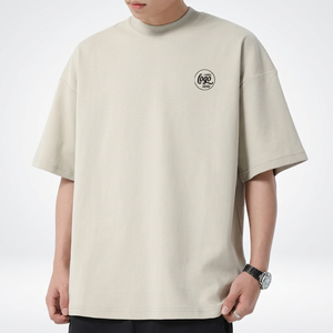 Camiseta de Algodón Oversize para Hombre, Manga Corta, Cuello Redondo, Color Liso, Transpirable, con Logo Estampado Frontal, Tejido de Punto Jersey - Product Image 3