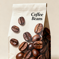 Sachet d'emballage pour grains de café personnalisé imprimé, 250g, 500g, 1kg, étanche à l'humidité, avec fermeture éclair, fond carré et valve, en matériau BOPP