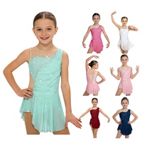 Vestido de Baile Latino para Niñas de 6 a 16 Años, Traje de Gimnasia y Patinaje Artístico con Braguitas Integradas, Ropa Deportiva