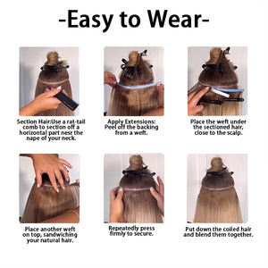 Extensions de cheveux naturels à bandes adhésives invisibles, longues, couleur 18/613 <span class=keywords><strong>Blond</strong></span> Mèches, 50g, une pièce, format voyage - Product Image 5