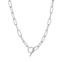 Collier ras-de-cou Keira en acier inoxydable plaqué or 18 carats avec fermoir OT, chaîne à maillons rectangulaires épais, minimaliste, unisexe, cadeau d'anniversaire